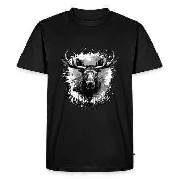 Moose Head Portrait Animal - Men's Premium Organic T-Shirt - black - Front - Nico (187cm)