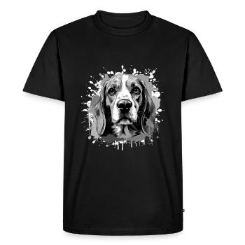 Beagle Dog Head Portrait Animal - Men's Premium Organic T-Shirt - black - Front - Nico (187cm)