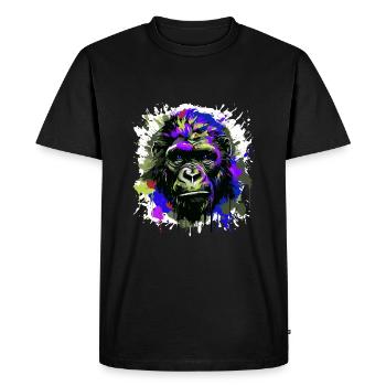 Gorilla Head Portrait Colorful - Men's Premium Organic T-Shirt - black - Front - Nico (187cm)