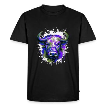 Tête de taureau Portrait Animal Taureau Coloré - T-shirt Premium bio Homme - noir - Devant - Nico (187cm)