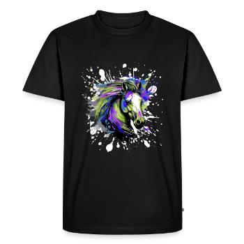 Portrait De Tête De Cheval Coloré - T-shirt Premium bio Homme - noir - Devant - Nico (187cm)