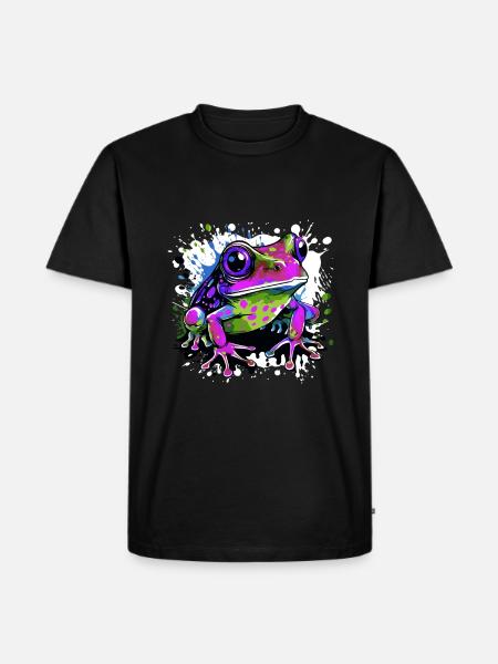 Frosch Bunt - Männer Premium Bio T-Shirt - Schwarz