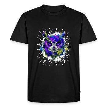Portrait de tête de hibou coloré - T-shirt Premium bio Homme - noir - Devant - Nico (187cm)