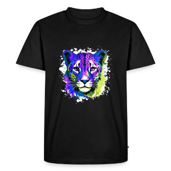 Portrait de tête de guépard coloré - T-shirt Premium bio Homme - noir - Devant - Nico (187cm)