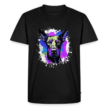 Doberman Dog Head Portrait Colorful - Men's Premium Organic T-Shirt - black - Front - Nico (187cm)