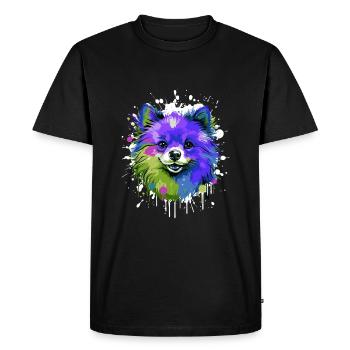 Pomeranian Dog Head Portrait Colorful - Men's Premium Organic T-Shirt - black - Front - Nico (187cm)