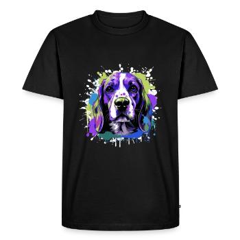 Beagle Dog Head Portrait Colorful - Men's Premium Organic T-Shirt - black - Front - Nico (187cm)