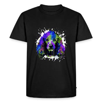 Poodle Dog Head Portrait Colorful - Men's Premium Organic T-Shirt - black - Front - Nico (187cm)