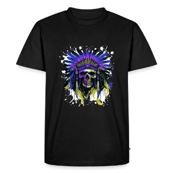 Apache Crâne Indien Coloré - T-shirt Premium bio Homme - noir - Devant - Nico (187cm)