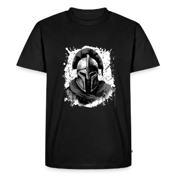 Casque Spartiate Guerrier Tête de Sparte - T-shirt Premium bio Homme - noir - Devant - Nico (187cm)