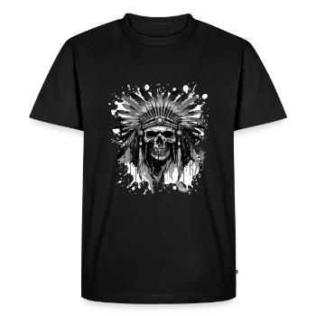 Apache Skull Native American - Men's Premium Organic T-Shirt - black - Front - Nico (187cm)