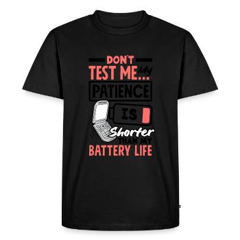La patience est plus courte que la durée de vie de la batterie - T-shirt Premium bio Homme - noir - Devant - Nico (187cm)