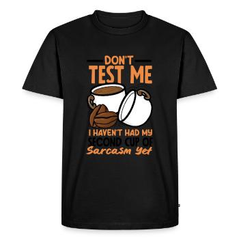 Second Cup of Sarcasm Humorous - Men's Premium Organic T-Shirt - black - Front - Nico (187cm)