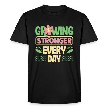 Devenir plus fort chaque jour Motivation - T-shirt Premium bio Homme - noir - Devant - Nico (187cm)