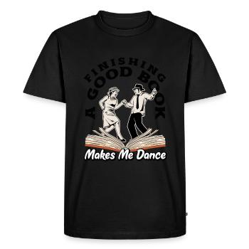 Finishing a Good Book Joyful Reader - Men's Premium Organic T-Shirt - black - Front - Nico (187cm)
