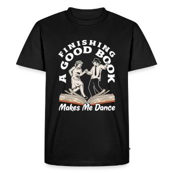 Finishing a Good Book Joyful Reader - Men's Premium Organic T-Shirt - black - Front - Nico (187cm)