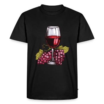 Wine Glass Grapes Wine - Men's Premium Organic T-Shirt - black - Front - Nico (187cm)