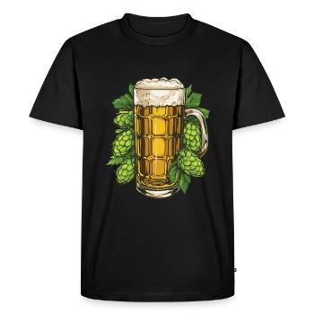 Beer glass, hops, malt, beer - Men's Premium Organic T-Shirt - black - Front - Nico (187cm)