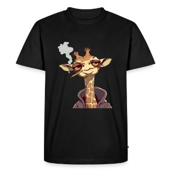 Giraffe Smoker Smoke Joint - Men's Premium Organic T-Shirt - black - Front - Nico (187cm)