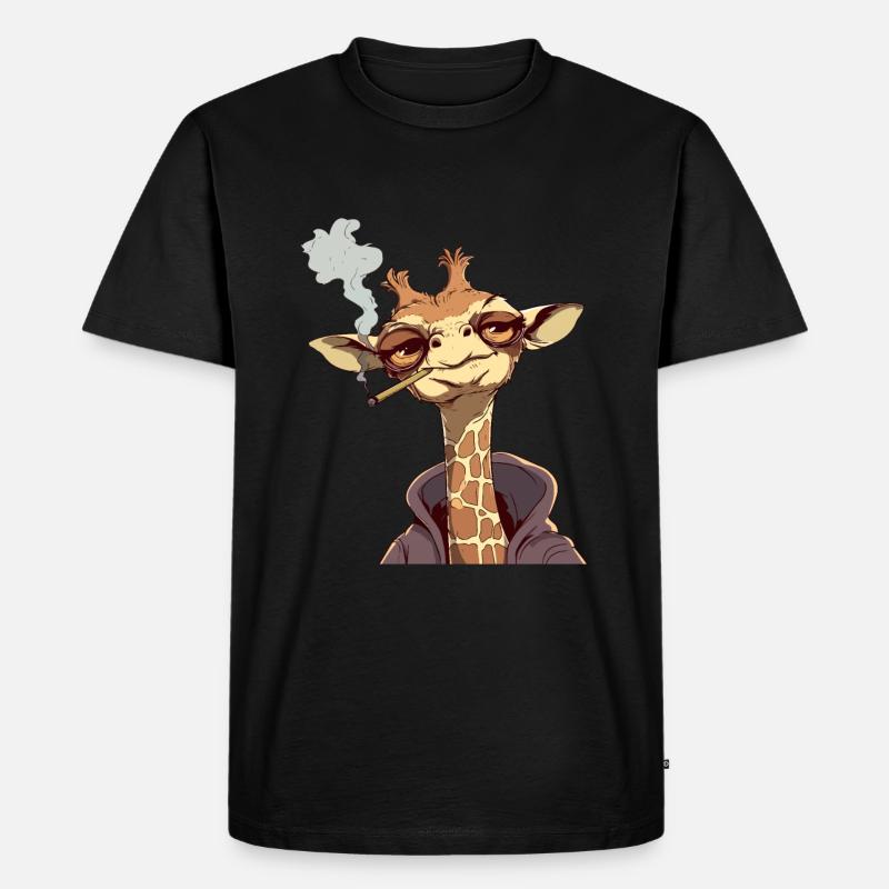 Giraffe Raucher Smoke Joint - Männer Premium Bio T-Shirt - Schwarz