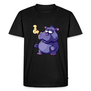 Hippopotamus Fumeur Joint De Fumée - T-shirt Premium bio Homme - noir - Devant - Nico (187cm)