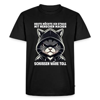 Bousculer serait un grand amoureux des chats sarcastiques - T-shirt Premium bio Homme - noir - Devant - Nico (187cm)
