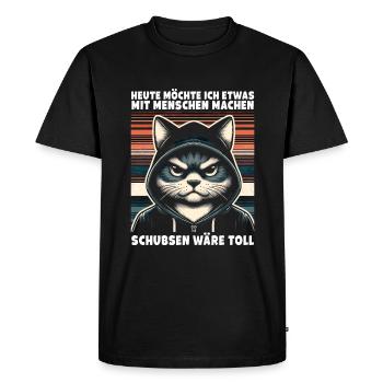 Bousculer serait un grand amoureux des chats sarcastiques - T-shirt Premium bio Homme - noir - Devant - Nico (187cm)