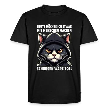 Bousculer serait un grand amoureux des chats sarcastiques - T-shirt Premium bio Homme - noir - Devant - Nico (187cm)