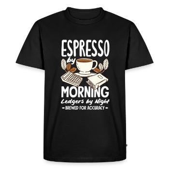 Espresso par les registres du matin par la nuit Précision - T-shirt Premium bio Homme - noir - Devant - Nico (187cm)