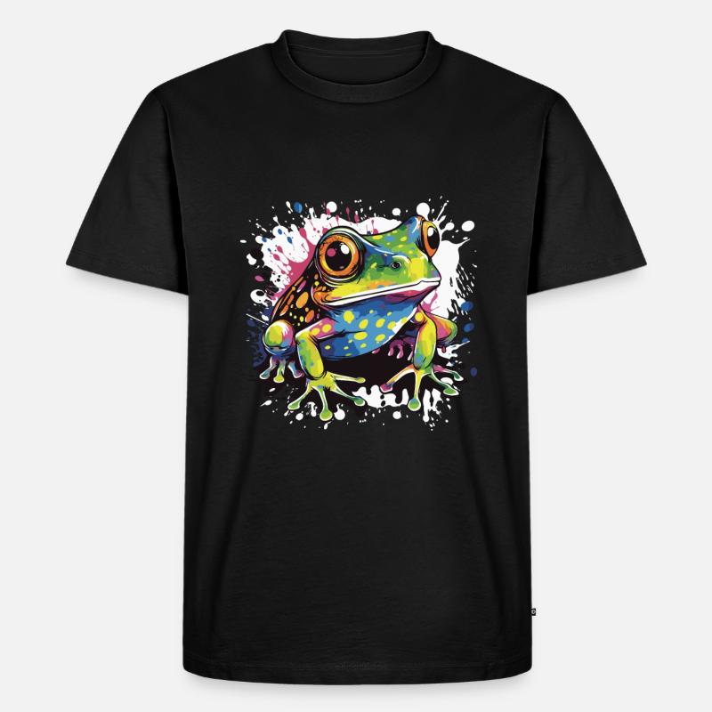 Frosch Pop Art Tier - Männer Premium Bio T-Shirt - Schwarz