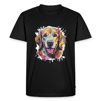 Golden Retriever chien Pop Art tête - T-shirt Premium bio Homme - noir - Devant - Nico (187cm)