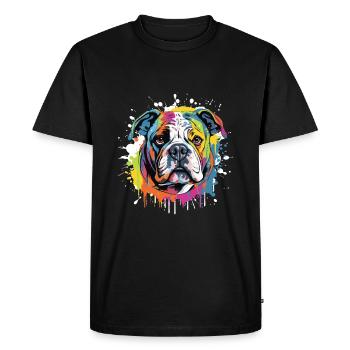 Bouledogue chien Pop Art tête - T-shirt Premium bio Homme - noir - Devant - Nico (187cm)