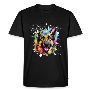 Tête de chien de berger allemand Pop Art - T-shirt Premium bio Homme - noir - Devant - Nico (187cm)