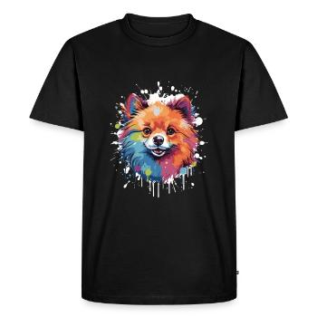 Tête de chien Pop Art poméranien - T-shirt Premium bio Homme - noir - Devant - Nico (187cm)