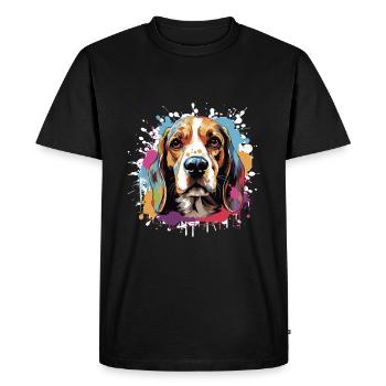 Beagle Dog Pop Art Head - Men's Premium Organic T-Shirt - black - Front - Nico (187cm)