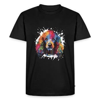 Caniche chien Pop Art tête - T-shirt Premium bio Homme - noir - Devant - Nico (187cm)