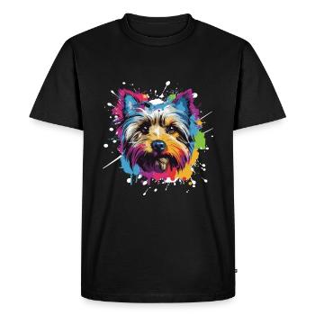 Yorkshire Terrier chien Pop Art tête - T-shirt Premium bio Homme - noir - Devant - Nico (187cm)