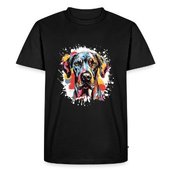 Dogue allemand chien Pop Art tête - T-shirt Premium bio Homme - noir - Devant - Nico (187cm)
