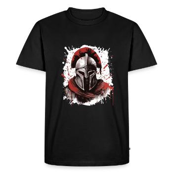 Casque Spartiate Guerrier Tête de Sparte - T-shirt Premium bio Homme - noir - Devant - Nico (187cm)
