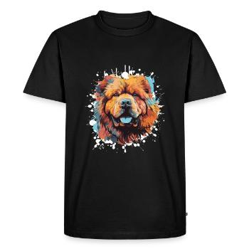 Chow Chow chien Pop Art tête - T-shirt Premium bio Homme - noir - Devant - Nico (187cm)