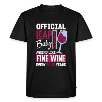 Anniversaire officiel du vin fin de bébé de l’année bissextile - T-shirt Premium bio Homme - noir - Devant - Nico (187cm)