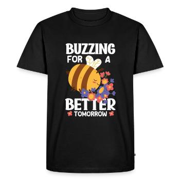 Beekeeper Heartbeat Honeycomb Love Pollination - Men's Premium Organic T-Shirt - black - Front - Nico (187cm)