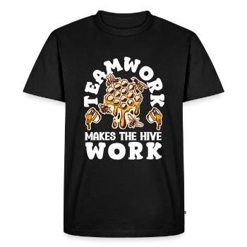 Beekeeper Heartbeat Honeycomb Love Pollination - Men's Premium Organic T-Shirt - black - Front - Nico (187cm)