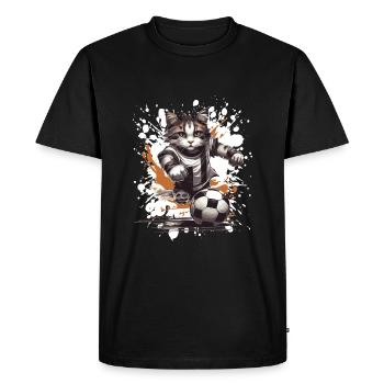 Cat Soccer Sports Team - Men's Premium Organic T-Shirt - black - Front - Nico (187cm)