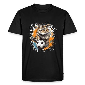 Cat Soccer Sports Team - Men's Premium Organic T-Shirt - black - Front - Nico (187cm)