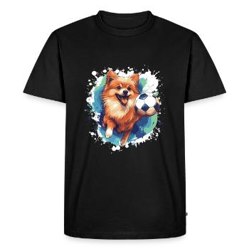 Sports de football pour chiens de Poméranie - T-shirt Premium bio Homme - noir - Devant - Nico (187cm)