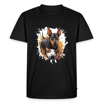 Doberman Chien Football Sports - T-shirt Premium bio Homme - noir - Devant - Nico (187cm)