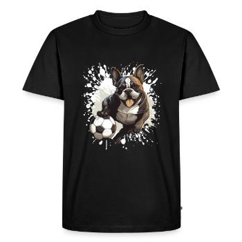 Bouledogue français Chien Soccer - T-shirt Premium bio Homme - noir - Devant - Nico (187cm)