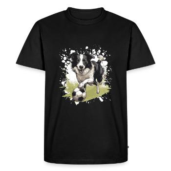 Border Collie Chien Soccer Sports - T-shirt Premium bio Homme - noir - Devant - Nico (187cm)