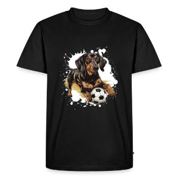 Teckel Chien Teckel Football Sports - T-shirt Premium bio Homme - noir - Devant - Nico (187cm)